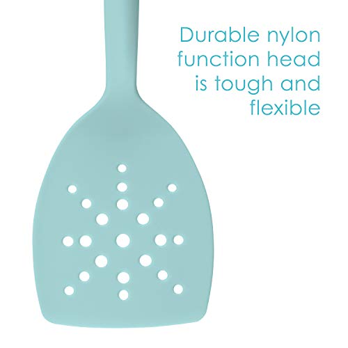Rachael Ray Tools and Gadgets Spoon, Slotted and Solid Turners Set/ Cooking Utensils - 3 Piece, Light Blue