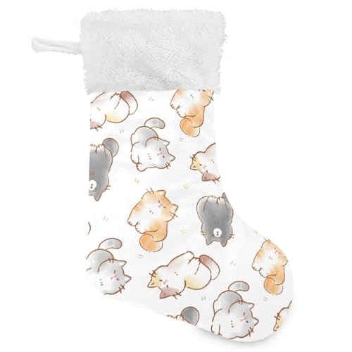 Cute Cats Christmas Stocking 18 Inch Large Soft Velvet Stocking with Plush Cuff