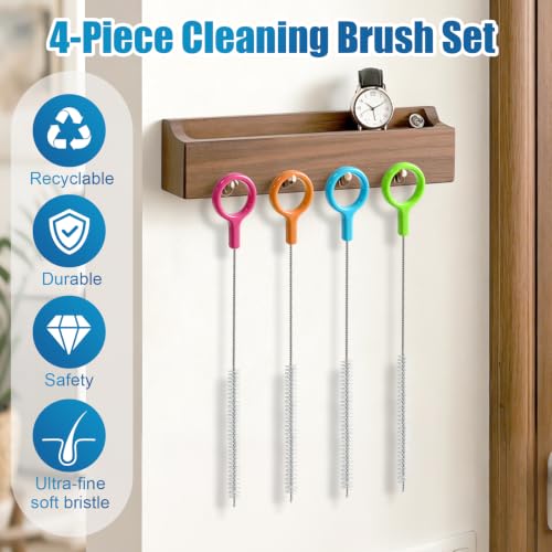 Extra Long Stainless Steel Straw Cleaner Brushes with Color Hanging Loops