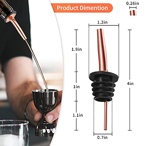 SuproBarware Copper Liquor Bottle Pourers - 8 Pack Stainless Steel Bar Spouts