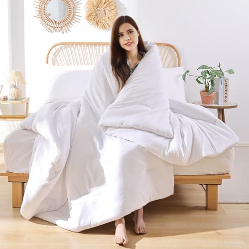 ROSGONIA Full Size White Boho Comforter Set - 3 Piece Lightweight Bedding Set