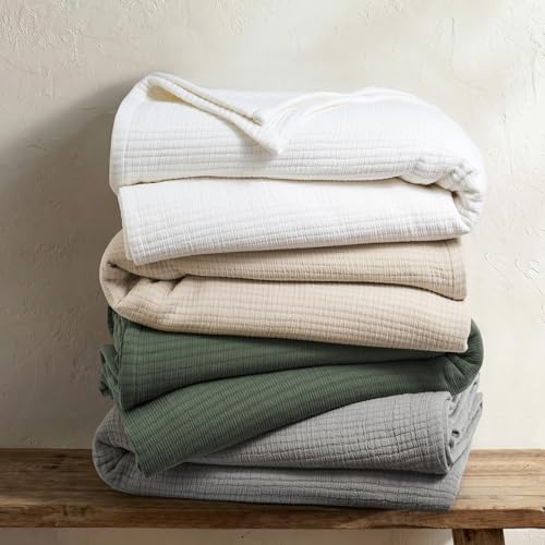 EverGrace Cotton Gauze Matelassé Coverlet Set - King Size, Soft Oat
