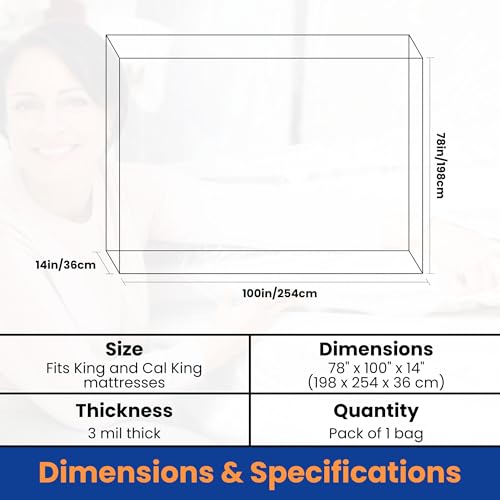 Heavy-Duty Mattress Bag for King & California King - 3 Mil, 1 Pack