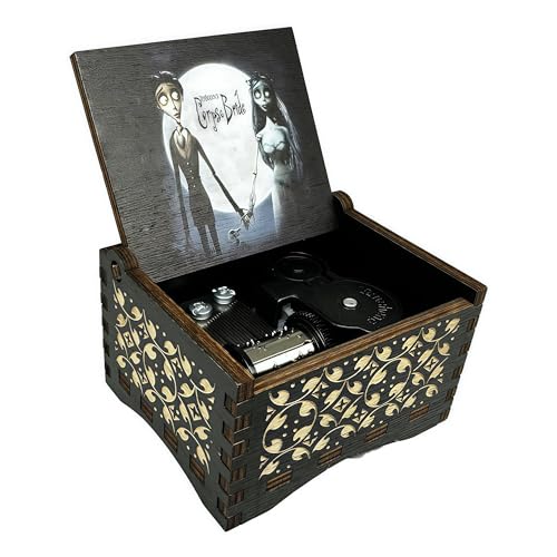 Engraved Wooden Wind-Up Music Box, Vintage Style Musical Keepsake