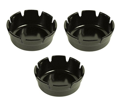 Set of 3 Durable 4-Inch Black Plastic Ashtrays - Stackable Deep Well
