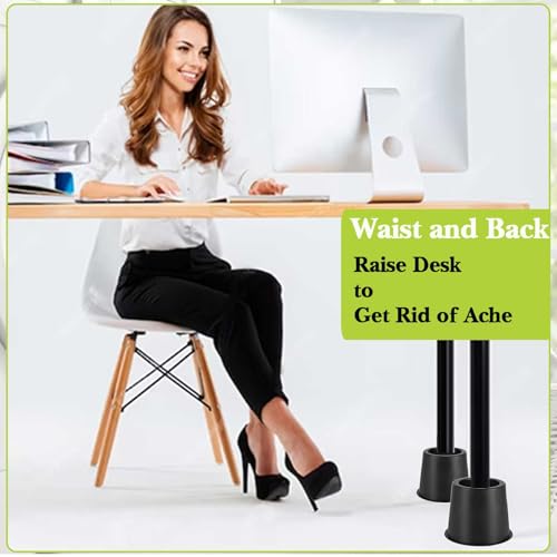 Heavy-Duty Bed & Furniture Risers 4 Inch (3.4" Lift) - 4 Pack, Black