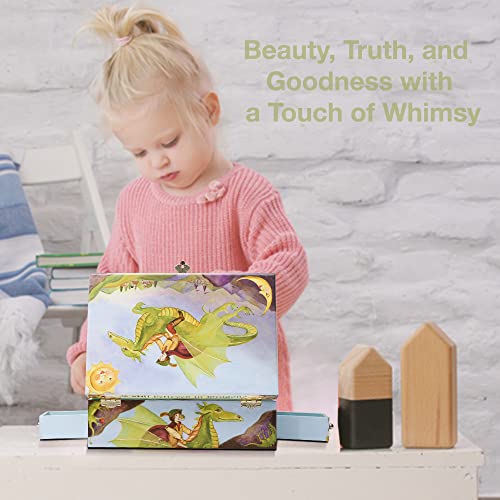 Dragon Musical Jewelry Box with 3 Drawers for Kids Treasure Storage