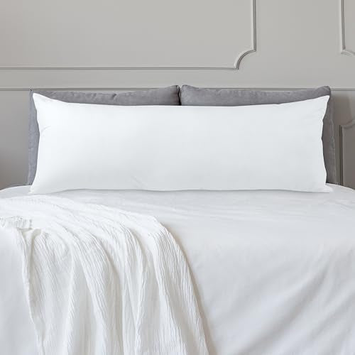 Long Body Pillow Insert - Soft Poly-Cotton Shell, 20 x 72