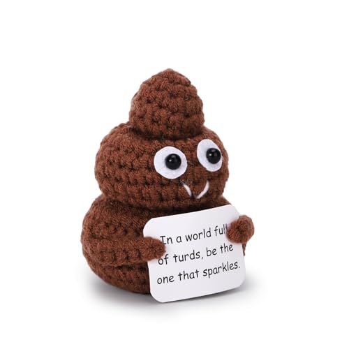 Emotional Support Knitted Poop Figurine with Positive Encouragement Card