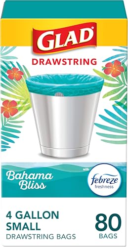 4 Gallon Small Drawstring Trash Bags, Tropical Scented - 80 Count