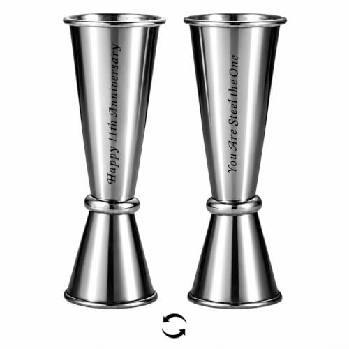 11th Anniversary Steel Jigger Gift for Men Women - Stainless Steel Cocktail Measure