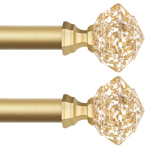 Gold Translucent Diamond Curtain Rod Finials for 3/4 Inch Drapery Rods