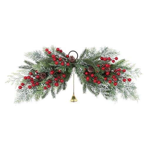 SHACOS 26 Inch Artificial Christmas Cedar Swag with Red Berries - Green Variant