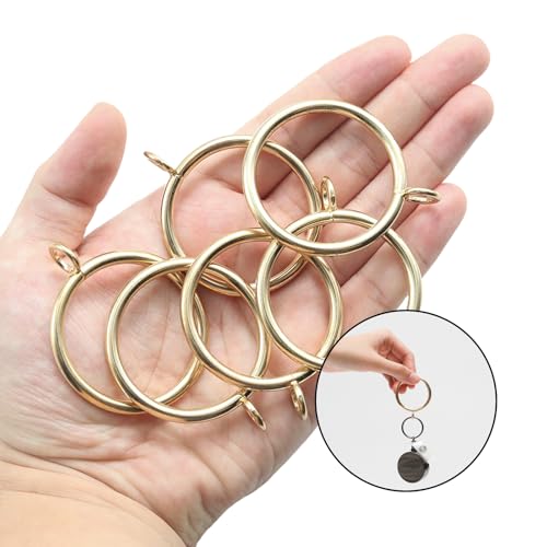 50-Piece Gold Curtain Rings with Eyelets - 1.5 Inch Metal Drapery Rings
