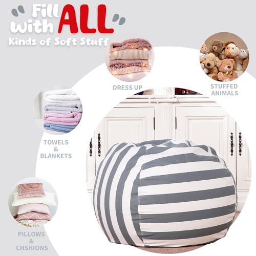 Stuffed Animal Storage Bean Bag Chair Cover - Extra Large Kids Toy Organizer