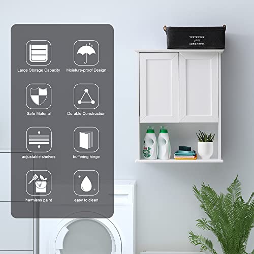Wall Mounted Bathroom Medicine Cabinet, 23"x29" White Storage with Soft-Close