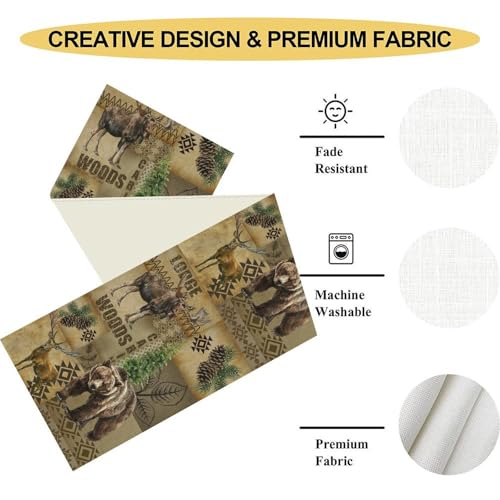 GARSYDAM Rustic Cabin Table Runner 13x72 inches - Farmhouse Deer & Forest Decor - Tr-rustic02