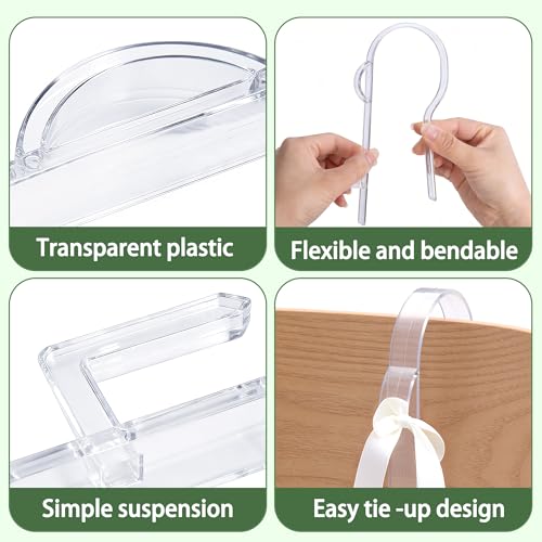 12-Pack Clear Wedding Pew Clips - Aisle Chair Hangers for Bows & Flowers