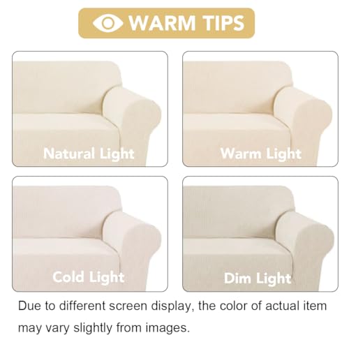 Stretch Loveseat Couch Cover, Elastic Slipcover for 58-70" Sofa, Cream