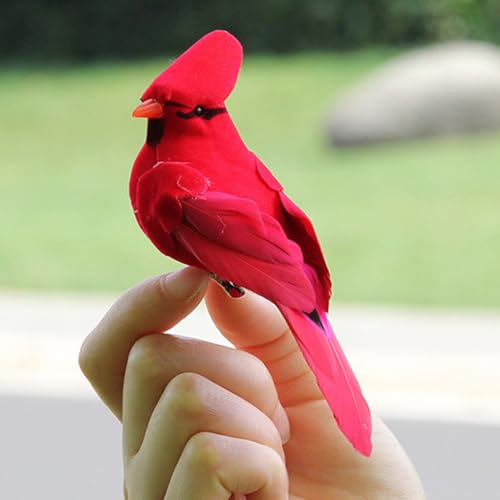 DALJIAFA 6 Pack Christmas Red Cardinal Birds Clip-On Decorations - Mixed Colors