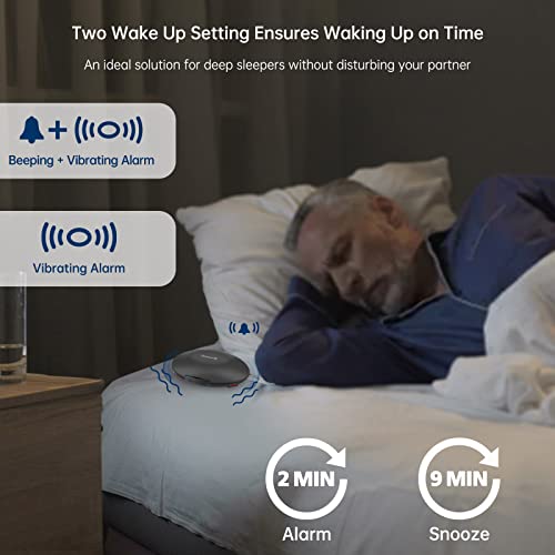 Vibrating Bed Shaker Alarm Clock for Heavy Sleepers, Rechargeable Under Pillow