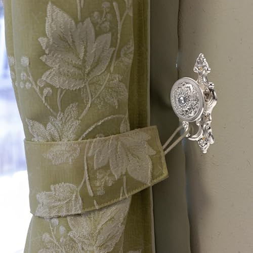 Decorative Rhinestone Curtain Holdbacks - 2-Piece Alloy Wall Hook Set
