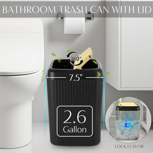 32-Piece Black Bathroom Accessory Set with Shower Curtain, Rugs & Trash Can