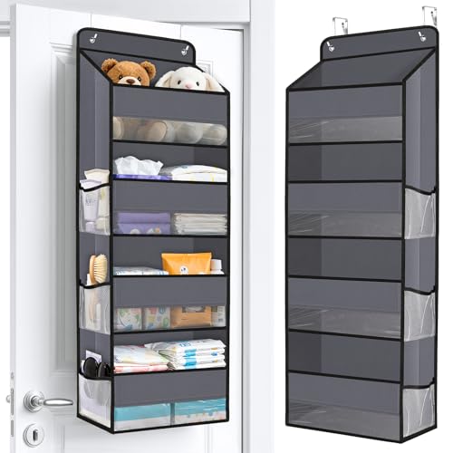 Over The Door Storage Organizer With 4 Tiers And Mesh Side Pockets