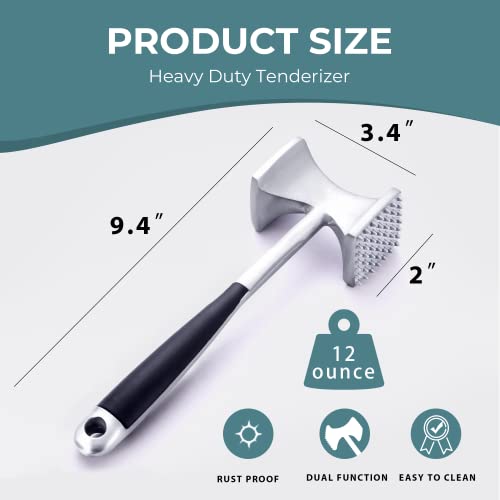 Dual-Sided Heavy-Duty Meat Tenderizer Mallet with Ergonomic Handle