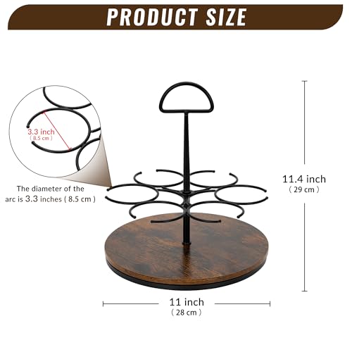 Rotating Coffee Syrup Organizer, 6-Bottle Countertop Rack with Handle
