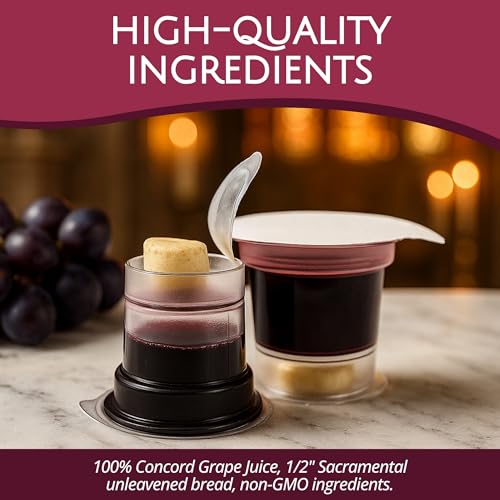 TrueVine 100 Pack Prefilled Communion Cups & Wafer Set - No Sugar, Non-GMO