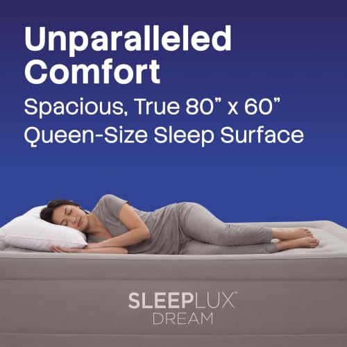 SLEEPLUX Dream 20” Queen Air Mattress with Built-in Dual Pump, Luxury Raised Bed