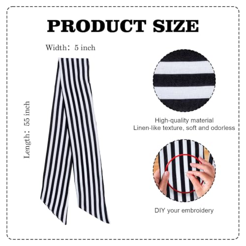 Black and White Striped Wreath Sash for Front Door 55 Inch