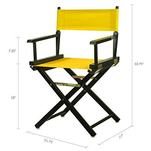 Foldable Solid Wood Director Chair with Gold Canvas, 18-Inch Seat Height