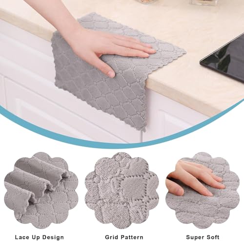 12-Pack Microfiber Dish Cloths, Soft Coral Velvet Kitchen Cleaning Towels