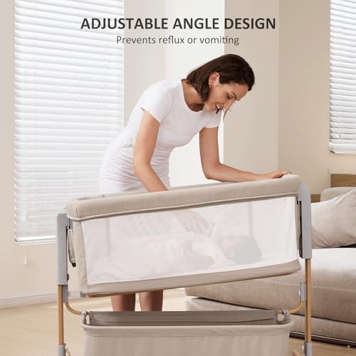 3-in-1 Baby Bassinet & Bedside Sleeper with Adjustable Height & Mattress