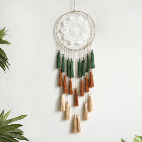 Macrame Dream Catcher Wall Hanging, Large Boho Tassel Decor for Bedroom