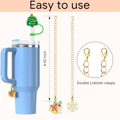 VRHGL Red 4+2 Christmas Stanley Cup Straw Toppers & Handle Charms Kit for 30oz/40oz