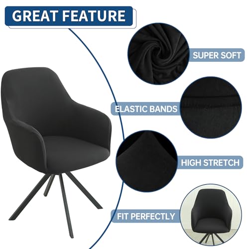 Stretch Swivel Armchair Cover for Dining & Office Chairs, Black