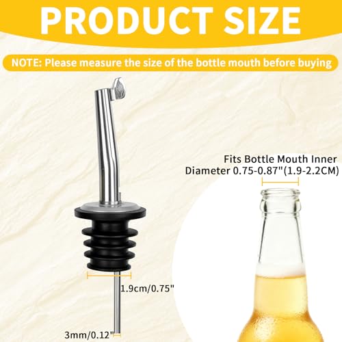12 Pcs Stainless Steel Liquor Pour Spouts with Auto Dust Cover, Perfect for Oil & Wine Bottles