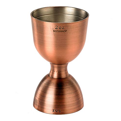 Barfly M37006ACP Heavy-Duty Antique Copper Straight Rim Jigger 1 oz x 2 oz