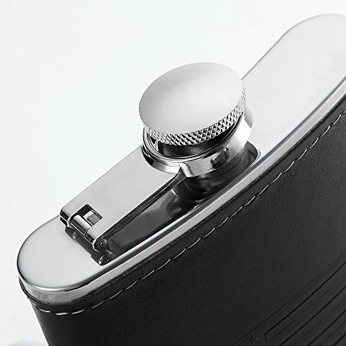 8oz Stainless Steel American Flag Flask with Leather Cover and Funnel – Leak-Proof Liquor Bottle for Travel & Gifting