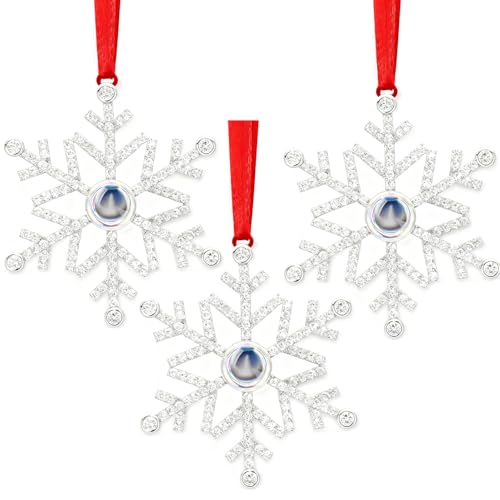 Kersiki Set of 3 Silver Snowflake Christmas Ornaments – Hanging Tree Decor (3, Silver Snowflake)