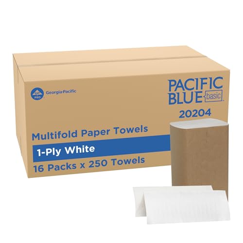 White 1-Ply Multifold Paper Towels - 16 Packs of 250 (4,000 Towels Total)