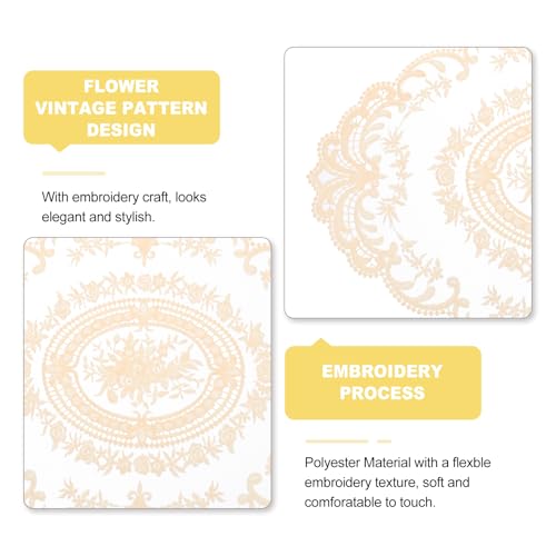 uxcell 6 Pack Retro Lace Oval Placemats 12x16 Inch Beige French Embroidered Table Mats