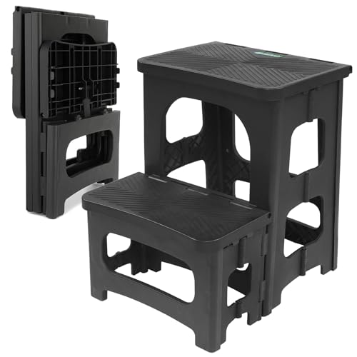 2-Step Folding Stool, Lightweight Portable Non-Slip Step Stool - 300 lb Capacity