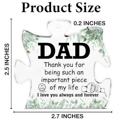 Dad Gifts from Daughter Son - Puzzle Acrylic Ornament for Christmas & Father's Day - Daddy Birthday Keepsake