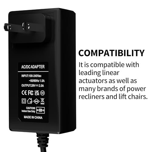 29V 2A Power Supply Adapter for Recliner Lift Chairs and Adjustable Beds