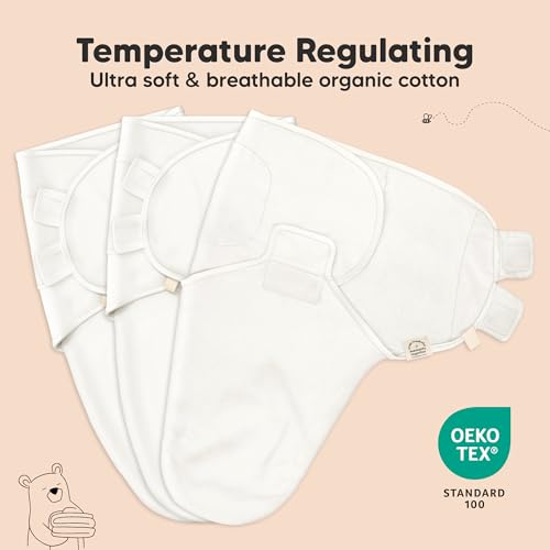 KeaBabies Organic Baby Swaddle Sack 3-Pack - Nordic 0-3M