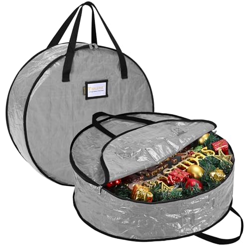 Christmas Wreath Storage Bag 2 Pack 30 Inch Grey Durable Container
